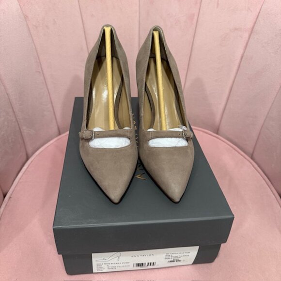 Ann Taylor Suede Mila Mini Buckle Pump - Picture 2 of 4